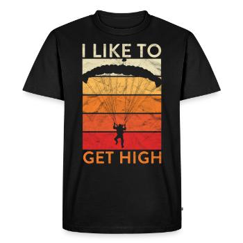 Funny Skydiving I Like To Get High Skydiver - Men's Premium Organic T-Shirt - black - Front - Nico (187cm)