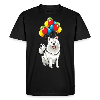 Samojede chien avec des ballons drôle - T-shirt Premium bio Homme - noir - Devant - Nico (187cm)