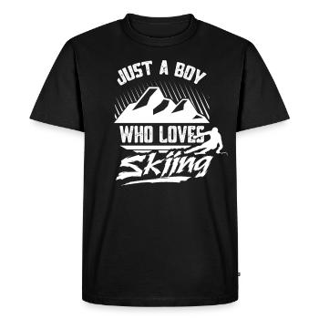 Only A Boy Who Loves Skiing Skiers Skis - Men's Premium Organic T-Shirt - black - Front - Nico (187cm)