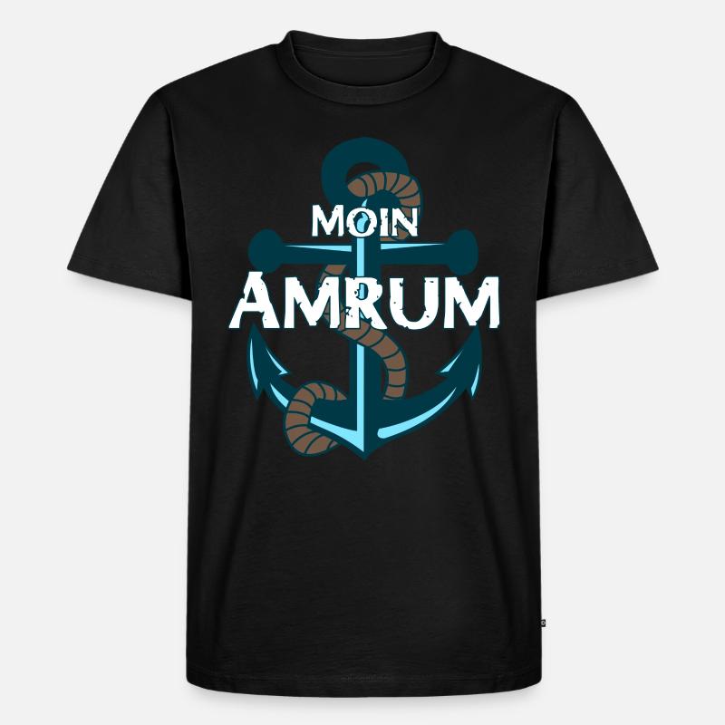 Amrum Moin Anker Spruch - Männer Premium Bio T-Shirt - Schwarz