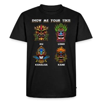 Tiki Funny Mask and Hawaiian Culture Gesche - Men's Premium Organic T-Shirt - black - Front - Nico (187cm)