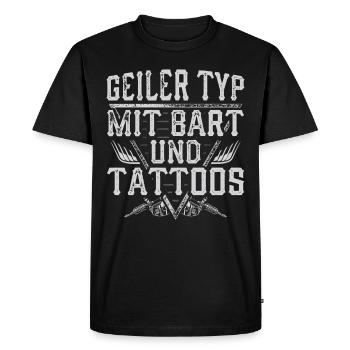 Geiler Typ mit Bart Tattoos Bärtig Bärte Geschenk - Männer Premium Bio T-Shirt - Schwarz - Vorne - Nico (187cm)