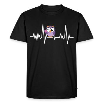 Owls Gifts - Owl Owl Heartbeat Sweet - Men's Premium Organic T-Shirt - black - Front - Nico (187cm)
