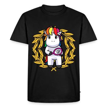 Vainqueur du placement Vainqueur Joueur de tennis licorne - T-shirt Premium bio Homme - noir - Devant - Nico (187cm)