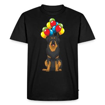 Hovawart chien avec des ballons drôle - T-shirt Premium bio Homme - noir - Devant - Nico (187cm)