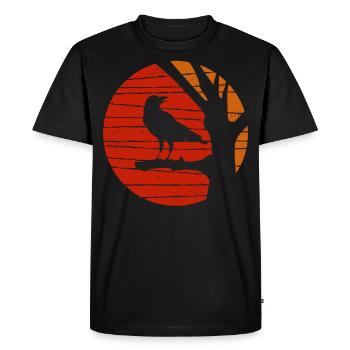 Corbeau Retro Oiseau Aesthetic Silhouette Black Corbeau - T-shirt Premium bio Homme - noir - Devant - Nico (187cm)