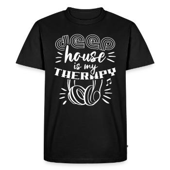 Deep House Is My Therapy DJ Techno Music - Men's Premium Organic T-Shirt - black - Front - Nico (187cm)