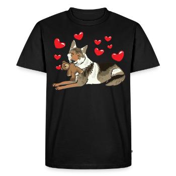 Chien-loup tchécoslovaque avec peluche - T-shirt Premium bio Homme - noir - Devant - Nico (187cm)