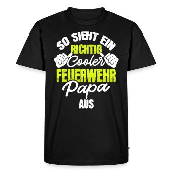 Feuerwehrmann Freiwillige Feuerwehr Papa Geschenk - Männer Premium Bio T-Shirt - Schwarz - Vorne - Nico (187cm)