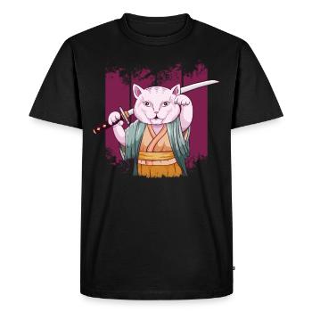 Japonais Saurrai Maneki Neko Cat Katana Aesthetic - T-shirt Premium bio Homme - noir - Devant - Nico (187cm)