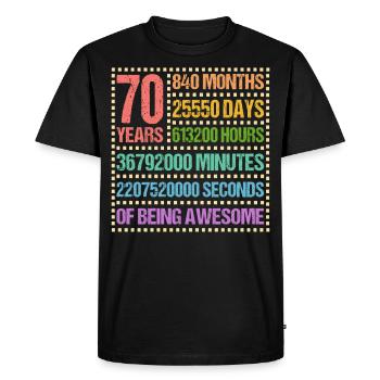 70 Years Seventy Birthday Gift - Men's Premium Organic T-Shirt - black - Front - Nico (187cm)