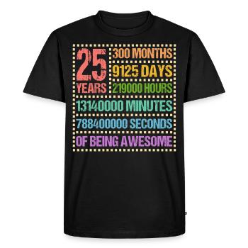 25 ans Vingt-cinquième anniversaire Cadeau - T-shirt Premium bio Homme - noir - Devant - Nico (187cm)