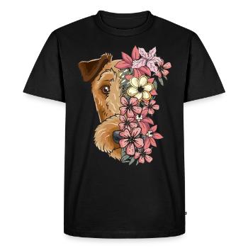 Terrier irlandais avec des fleurs - T-shirt Premium bio Homme - noir - Devant - Nico (187cm)