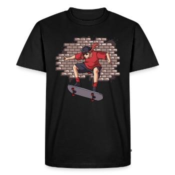 Skater Anime Girl Skateboard Esthétique Web - T-shirt Premium bio Homme - noir - Devant - Nico (187cm)