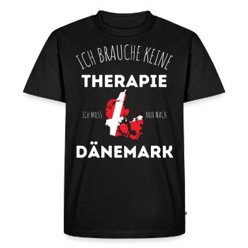 Ich brauche keine Therapie ich muss nach Dänemark - Männer Premium Bio T-Shirt - Schwarz - Vorne - Nico (187cm)