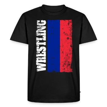 Lutte lutte lutteur drapeau drapeau Russie - T-shirt Premium bio Homme - noir - Devant - Nico (187cm)
