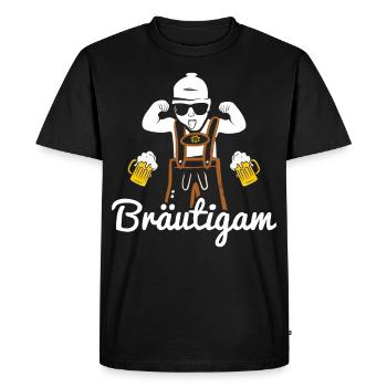 JGA Männer Shirts Bräutigam Lederhose Bua bayrisch - Männer Premium Bio T-Shirt - Schwarz - Vorne - Nico (187cm)