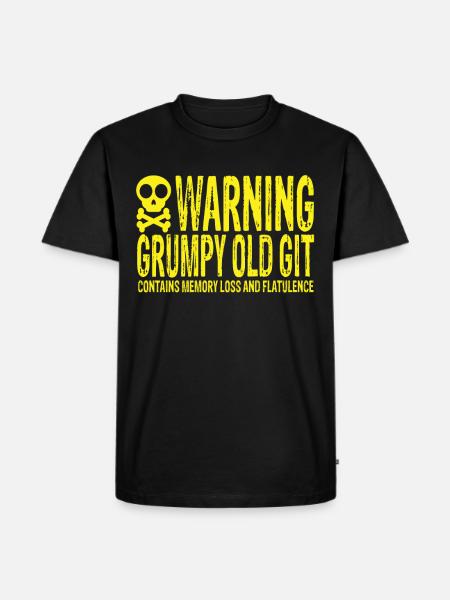 Warning Grumpy Old Git - T-shirt Premium bio Homme - noir