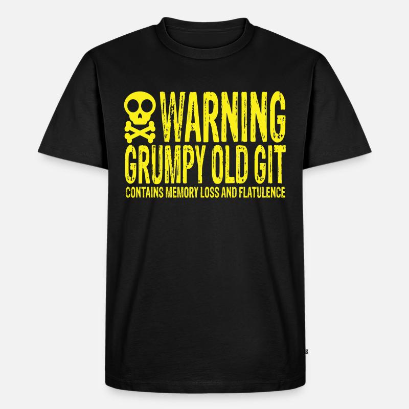 Warning Grumpy Old Git - Männer Premium Bio T-Shirt - Schwarz