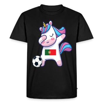 Dabbing Licorne Football Portugal - T-shirt Premium bio Homme - noir - Devant - Nico (187cm)