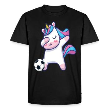 Dabbing Licorne football - T-shirt Premium bio Homme - noir - Devant - Nico (187cm)