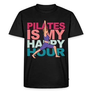 Pilates is my Happy Hour Yoga Fitness Meditation - Men's Premium Organic T-Shirt - black - Front - Nico (187cm)