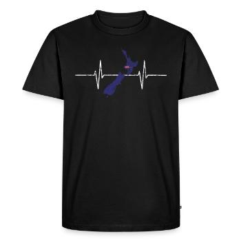 New Zealand with heartbeat ECG Vintage Flag - Men's Premium Organic T-Shirt - black - Front - Nico (187cm)