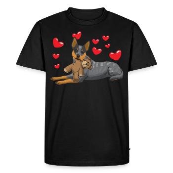 Australia Cattle Dog with stuffed animal - Men's Premium Organic T-Shirt - black - Front - Nico (187cm)