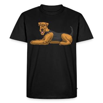 Airedale Terrier Chien - T-shirt Premium bio Homme - noir - Devant - Nico (187cm)