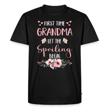 La future grand-mère Omi Fleurs Grands-parents les plus grands - T-shirt Premium bio Homme - noir - Devant - Nico (187cm)
