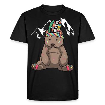 Bear, Brown Bear, Children, Shaman, Hippie - Men's Premium Organic T-Shirt - black - Front - Nico (187cm)