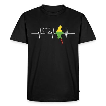 Myanmar avec battement de coeur EKG Vintage Drapeau Myanmar - T-shirt Premium bio Homme - noir - Devant - Nico (187cm)