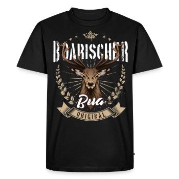 Boarischer Bua Bayern Bayrischer Lausbua Hirsch - Männer Premium Bio T-Shirt - Schwarz - Vorne - Nico (187cm)