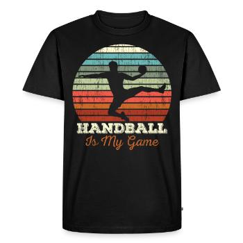 Handball Vintage - Men's Premium Organic T-Shirt - black - Front - Nico (187cm)