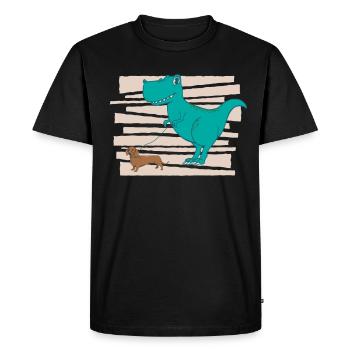 Weiner Dog Dachshund T Rex Dinosaur - Men's Premium Organic T-Shirt - black - Front - Nico (187cm)