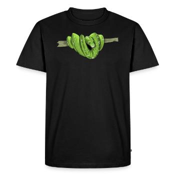Morelia Viridis I Arbre vert Python Serpent Phyton - T-shirt Premium bio Homme - noir - Devant - Nico (187cm)