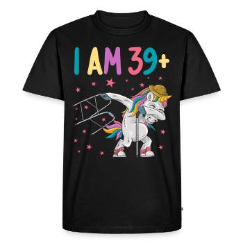 40 ans de licorne J’ai 39 ans+ 40 ans - T-shirt Premium bio Homme - noir - Devant - Nico (187cm)