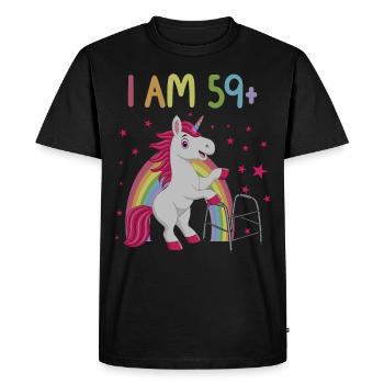 60 ans de licorne J’ai 59 ans+ 60 ans - T-shirt Premium bio Homme - noir - Devant - Nico (187cm)