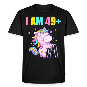 50 ans de licorne J’ai 49 ans+ 50 ans - T-shirt Premium bio Homme - noir - Devant - Nico (187cm)