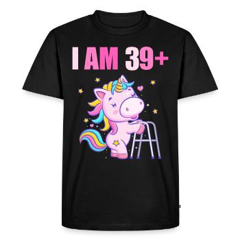 40 ans de licorne J’ai 39 ans+ 40 ans - T-shirt Premium bio Homme - noir - Devant - Nico (187cm)