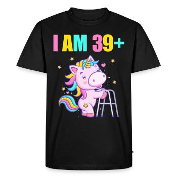 40 ans de licorne J’ai 39 ans+ 40 ans - T-shirt Premium bio Homme - noir - Devant - Nico (187cm)