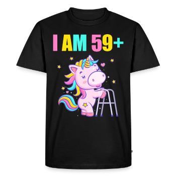 60 ans de licorne J’ai 59 ans+ 60 ans - T-shirt Premium bio Homme - noir - Devant - Nico (187cm)