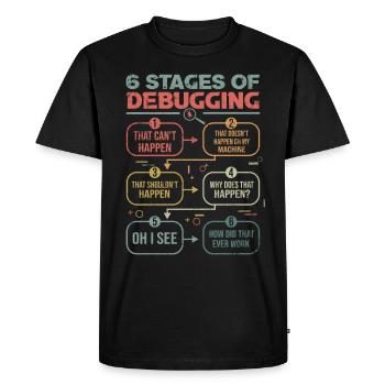 Programmierer Debugging 6 stages of debugging - Männer Premium Bio T-Shirt - Schwarz - Vorne - Nico (187cm)
