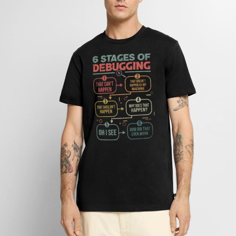 Programmierer Debugging 6 stages of debugging Männer Premium Bio T-Shirt