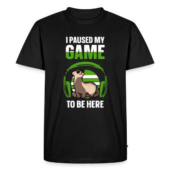 Ferret Gaming I Paused My Game - Men's Premium Organic T-Shirt - black - Front - Nico (187cm)