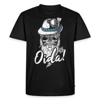 Oida! Bayern Wien bayrischer wiener Dialekt Tracht - Männer Premium Bio T-Shirt - Schwarz - Vorne - Nico (187cm)