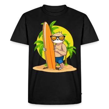 Surf paresseux Kawaii Beach Surfeur Aesthetic Surf - T-shirt Premium bio Homme - noir - Devant - Nico (187cm)