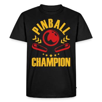 Pinball Champion Vintage Pinball Gamer - Men's Premium Organic T-Shirt - black - Front - Nico (187cm)