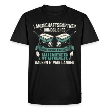 Landschaftsgärtner Gärtner | Gartenbau Geschenk - Männer Premium Bio T-Shirt - Schwarz - Vorne - Nico (187cm)