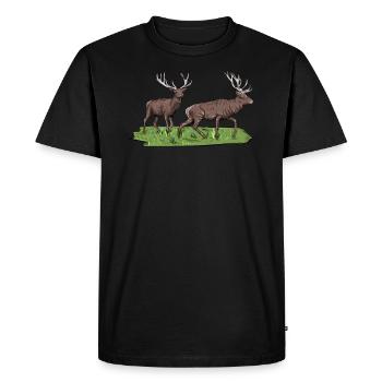 Cerf i cerf rouge bois de chasse motif pour - T-shirt Premium bio Homme - noir - Devant - Nico (187cm)